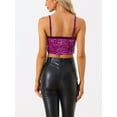 thumbnail image 3 of INSPIRE CHIC Women's Sequin Velvet Spaghetti Strap Club Party Crop Cami Top, 3 of 6