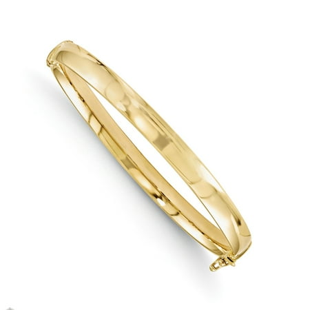 Solid 10K Yellow Gold 5.9mm Bangle Bracelet 7"