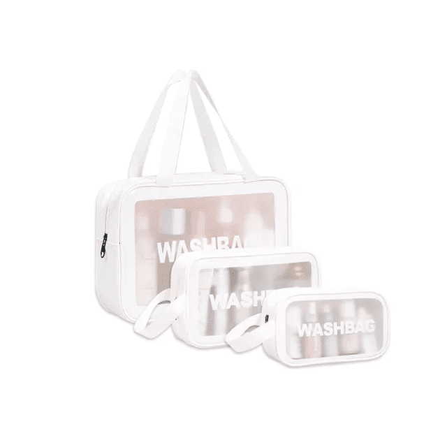 Estuches De Maquillaje Xtellar Bolsa Cosmetiquera Set 3 blanco