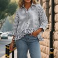 thumbnail image 5 of Yopmin Womens Striped Shirt Striped Dressy Ruffled Blouses Vertical T-Shirt Summer Tops for Vacation Party, 5 of 7