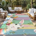 thumbnail image 2 of Easter Bunny Outdoor Rug for Patio/Deck/Porch, Non-Slip Large Area Rug 5 x 8 Ft, Farmhouse Colorful Eggs Tulip Wooden Grain Indoor Outdoor Rugs Washable Area Rugs, Camping Rug Carpet Runner, 2 of 8