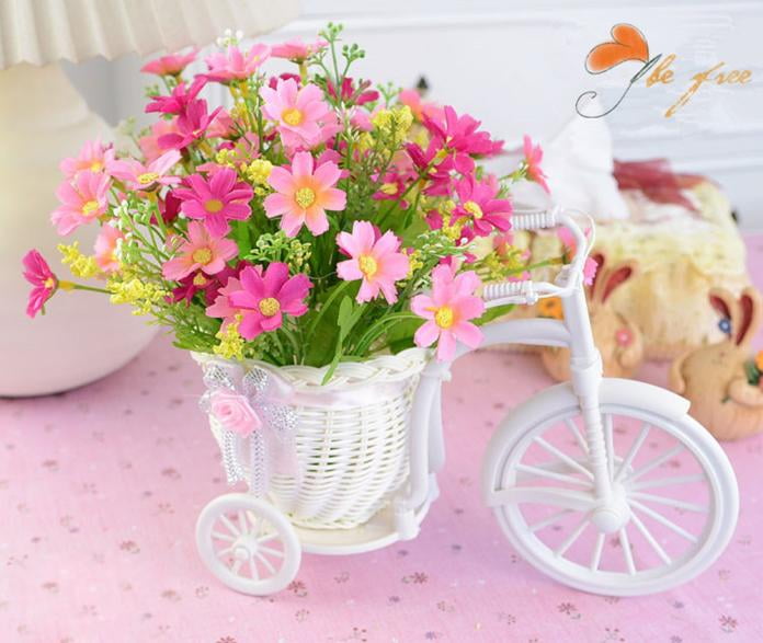 Large Rattan Tricycle Bike Flower Basket Vase Storage Party Decor B 