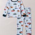 thumbnail image 1 of Kid's 2pcs Pijama, Conjunto De Top De Manga Larga Y Pantalones De Cintura Elástica, Estampado De Árbol Y Coche, Ropa De Descanso, Conjunto De PJ Cómodo Y Casual De Estilo Navideño Para Niños Y Niñas, 1 of 4