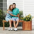 thumbnail image 4 of Patiojoy Bench with Planter Box 2 in 1 Wooden Flower Box Kit with Seat Open-ended Base Slotted Construction, 4 of 9