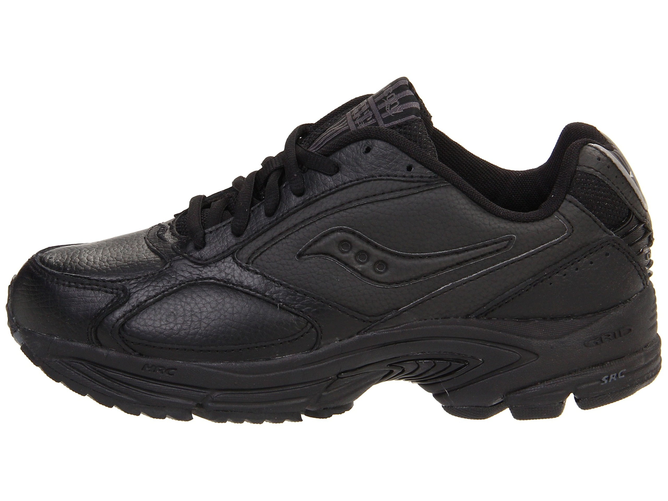 black leather running shoes women's