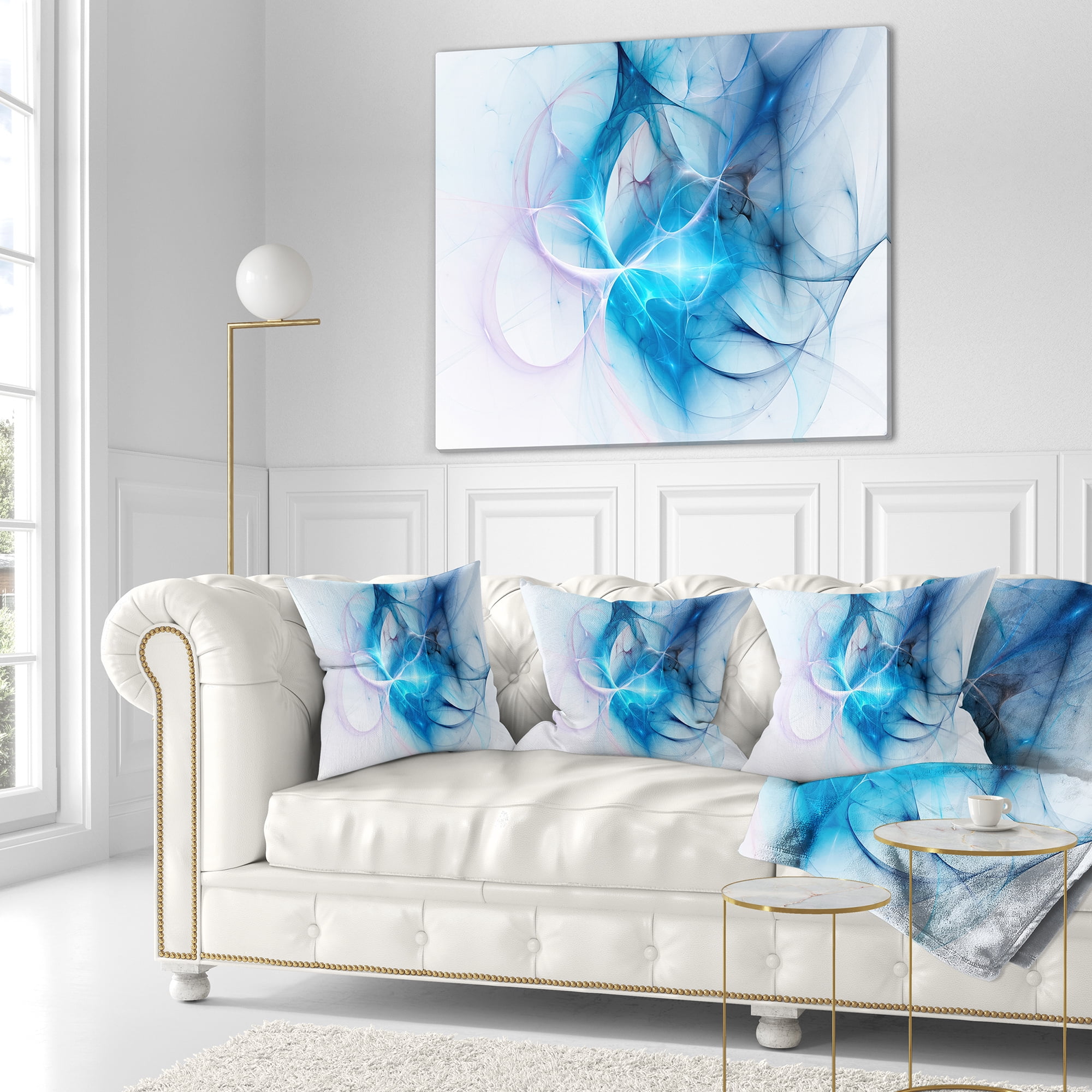 Designart Blue Nebula Star - Abstract Throw Pillow - 16x16