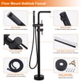 thumbnail image 4 of Wowow 2-Handle Freestanding Tub Faucet with Handshower and Longer Spout in Matte Black, 4 of 9