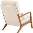 thumbnail image 5 of High Back Solid Wood Armrest Backrest Iron Frame Linen Indoor Leisure Chair Off-white, 5 of 18