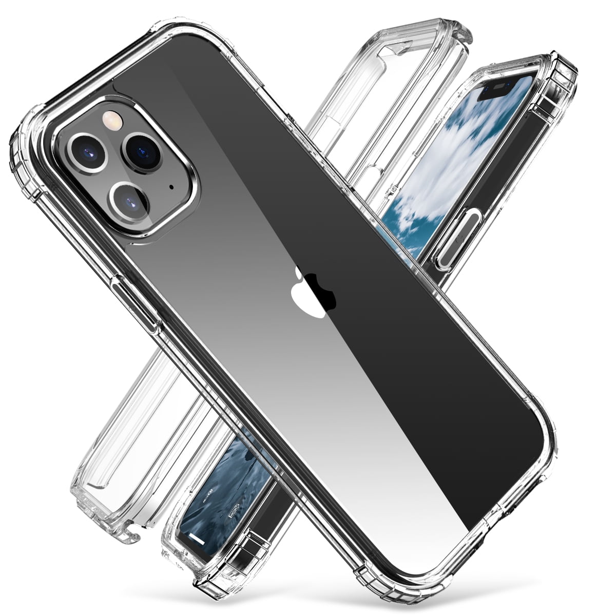 Hot For iphone 12 Pro Max case,ClearHard PC+Soft Silicone 3Layers Hybrid 360 Degree Full Body Protect Popular for iphone 12 mini