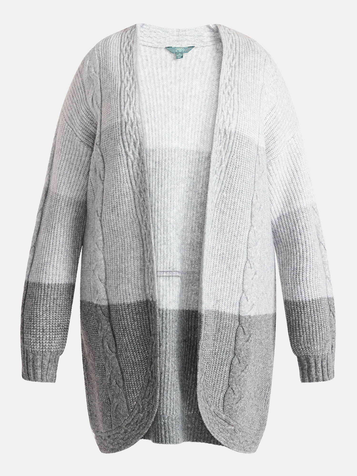 Terra & Sky Women's Plus Open Front Cardigan Sweater, Midweight, Size 1X-5X
