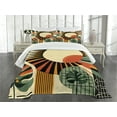 thumbnail image 3 of Ambesonne Monstera Quilted Bedspread Set 3 Pcs, Mid Century Abstract Sun, Queen Size, Beige Burnt Orange Black, 3 of 5