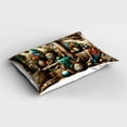 thumbnail image 2 of Ambesonne Rustic Pillow Sham, Grunge Ethnic Vases Objects, 26" X 20", Pale Brown Teal Cinnamon, 2 of 2