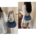 thumbnail image 4 of Sunyuer Women Vintage Washed Denim Crossbody Bag, Casual Small Hobo Shoulder Purse, Trendy Denim Sling Handbag with Front Pocket, Adjustable Strap Fashion Daily Outdoor Travel Shoulder Bag, 4 of 7