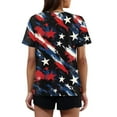 thumbnail image 4 of 4th of July Shirts for Women 3/4 Length Sleeve Patriotic Tops Dressy Casual Notch Neck Blouses 2024 USA Flag Star Stripes Printed Parade T Shirt, 4 of 4