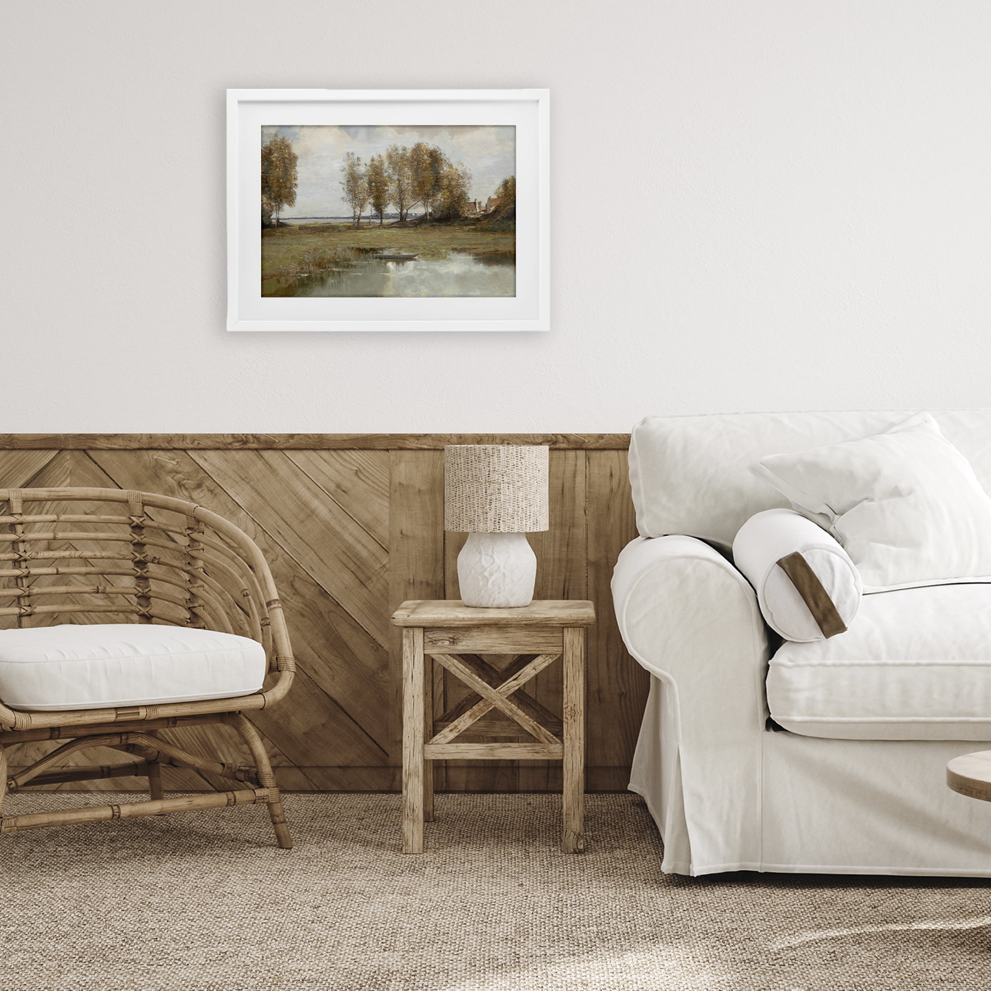 Stupell Industries A Peaceful Spot Landscape White Framed Print Under Glass, design by Amber Sterling