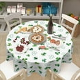 thumbnail image 6 of St. Patricks Day Tablecloth Round 60 Inch Green Watercolor Shamrock Lucky Clover Table Cloth Spring Holiday Farmhouse Polyester Table Cover for Party Kitchen Dining Room Home Decor, 6 of 6