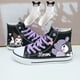 thumbnail image 3 of Kuromi Cinnamon Dog Melody primavera y verano lindos zapatos de lona altos combinables para estudiantes femeninas zapatillas informales con grafiti, 3 of 5