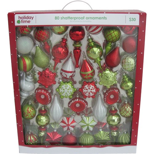 holiday time red white and light green shatterproof christmas ornaments set of 80 walmartcom - Christmas Decoration Sets holiday time red white and light green shatterproof christmas ornaments set of 80 walmartcom - Christmas Decoration Sets