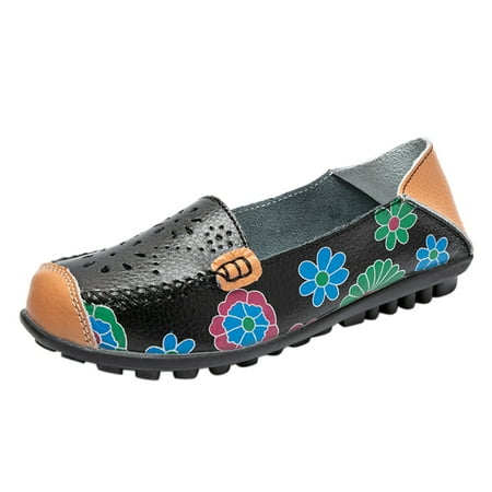 

Fesfesfes Womens Flat Shoes Round Toe Comfortable Synthetic Hollow Printed Flat Casual Loafers Lightweight Shoes 39(8)