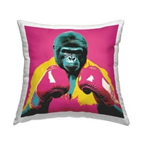 Stupell Industries Pink Boxing Ape Decorative Printed Throw Pillow, 18 x 18