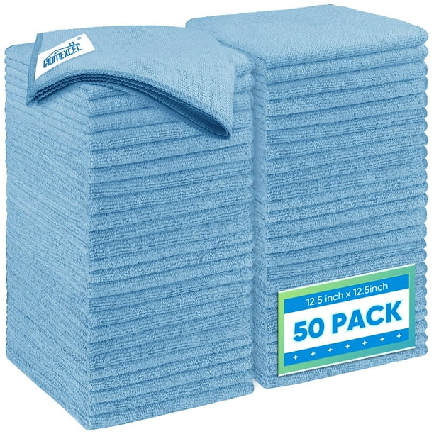 Toalla HOMEXCEL de microfibra azul, paquete de 50 unidades, 32 x 32 cm