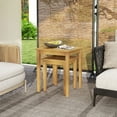 thumbnail image 4 of Gymax 2 Pcs Table Gigogne de Patio en Bois de Teck pour Extérieur, Conception Gain de Place, Table d'Appoint Carrée, 4 of 9