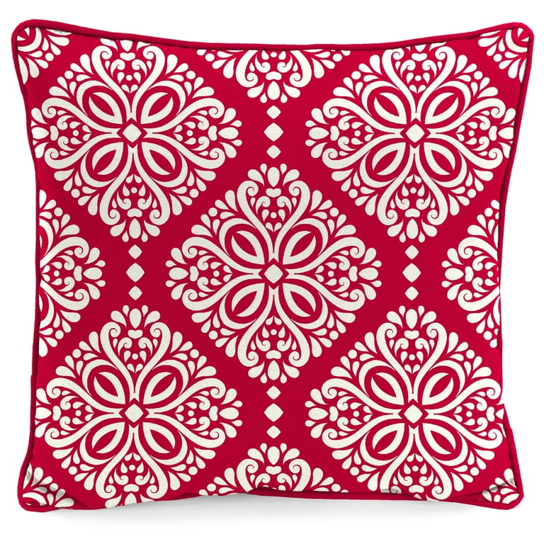 Jordan Manufacturing Outdoor Throw Pillow, 16" x 16", Red Medallion photo 1