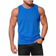 thumbnail image 3 of Fengqque Mens Workout Tank Top Sleeveless Gym Muscle Shirt Breathable Summer Running Athletic Tshirts Blue L(L), 3 of 9
