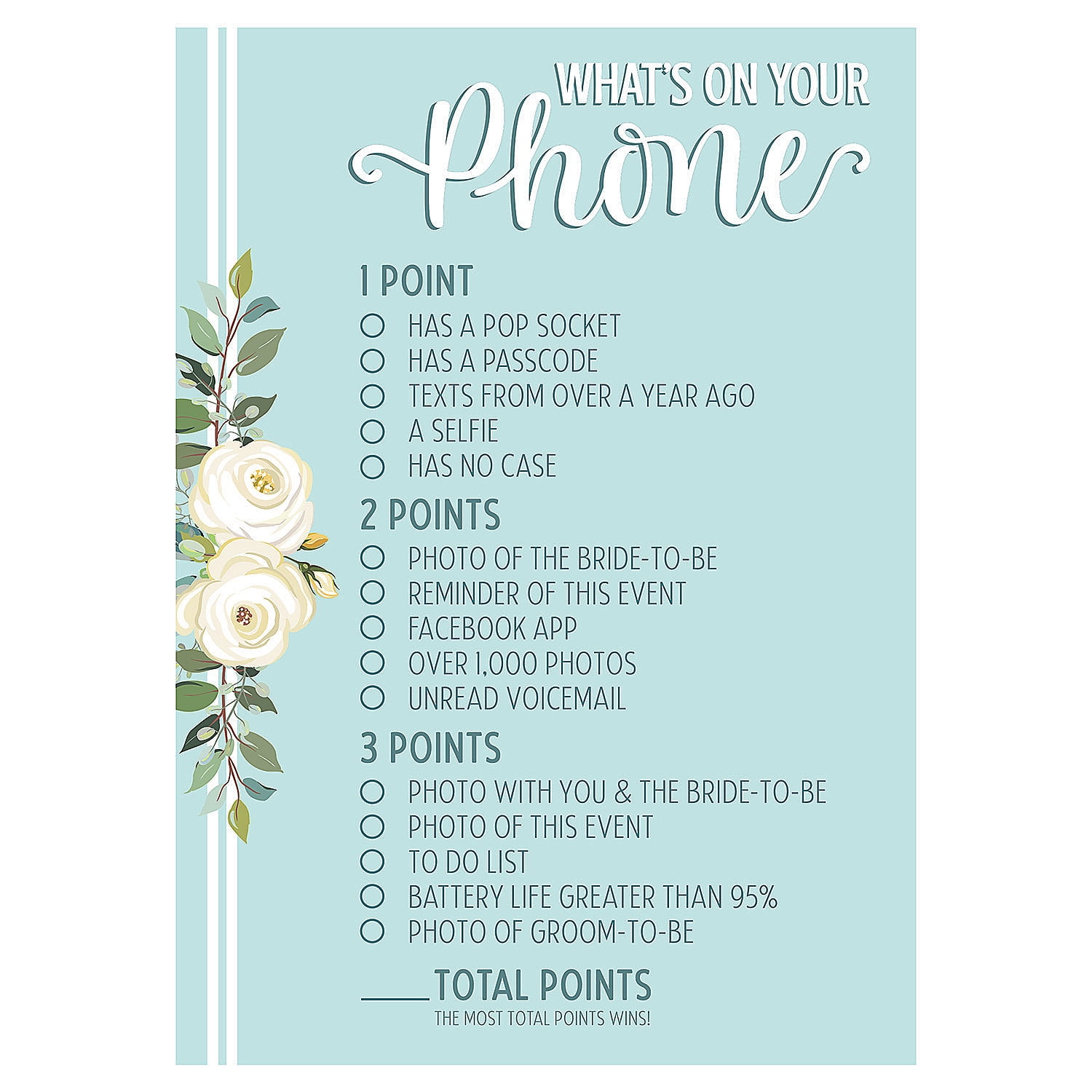 what-s-on-your-phone-bridal-shower-game-toys-wedding-12-pieces