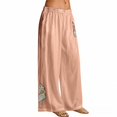 thumbnail image 2 of Delayuji Womens Cotton Linen Pant Chinese Staly Embroidered Wide Leg Pants Loose Elastic Waist Straight Casual Pants Summer M-4XL, 2 of 5