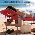 thumbnail image 2 of Folding Tanning Lounge Chair with Face Hole – 5-Position Adjustable Backrest – Pillow & Side Pocket – Portable Patio Recliner for Outdoor, Poolside, Beach – Red, Set of 2, 2 of 7
