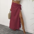 thumbnail image 2 of LNWUY Women's Tassels Trim Sarong Bathing Suit Boho Sheer Vacation Beach Wrap Skirts Bikini Swimsuit Cover Ups for Swimwear Red Free Size, 2 of 6
