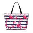 thumbnail image 2 of Xecao Flamingos for versatile beach bag for women includes zipper pockets and waterproof material, ideal for vacations and adventures., 2 of 7