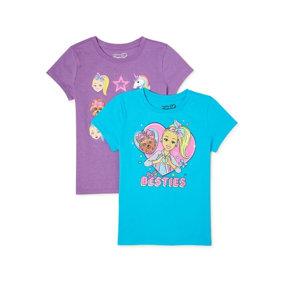 Jojo Siwa Girls Short Sleeve Tees, 2-Pack, Sizes 4-16