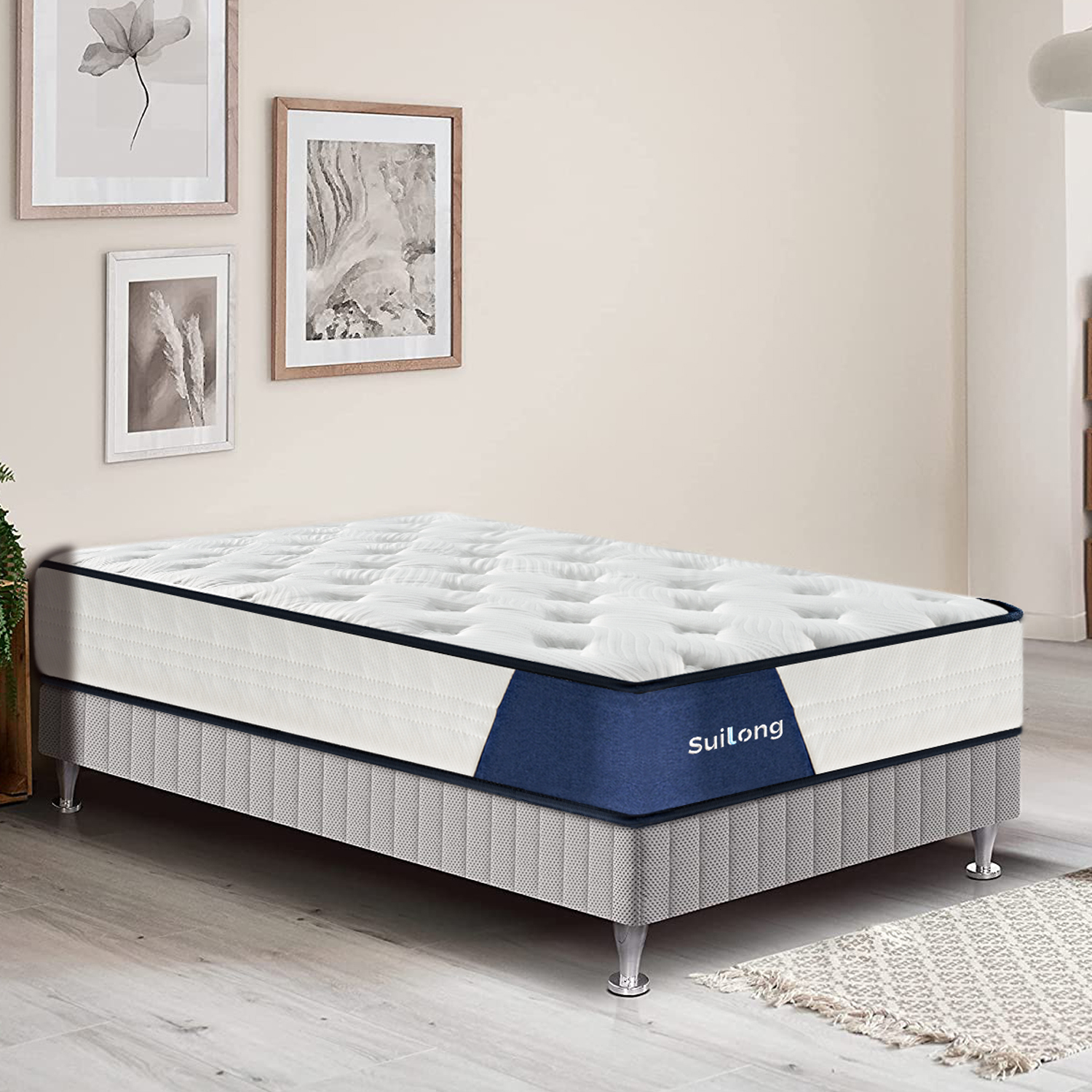 SUI LONG 10” Twin Mattress, Hybrid of Gel Memory Foam and Pocket Coils