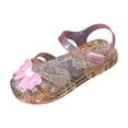 thumbnail image 3 of Gubotare Sandals Kids Jelly Sandals for Girls Princess Style Girls' Sandals - New Summer Flat Non-Slip Princess Shoes (Gold,Size 2.5), 3 of 7