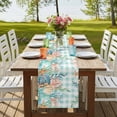 thumbnail image 4 of Table Runners 72 Inches Long Dress Scarves, Summer Coastal Farmhouse Kitchen/Dining Table Runner, Coffee Tablerunners, Watercolor Corals Shells Starfish Green Plaid 13x72 Inch, 4 of 9