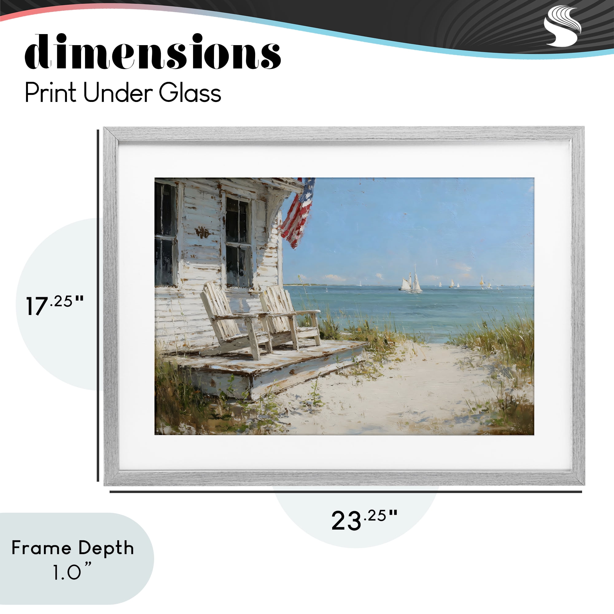 Stupell Industries By The Ocean Cottage Retreat Gray Framed Print Under Glass, design by Petal Prints Design