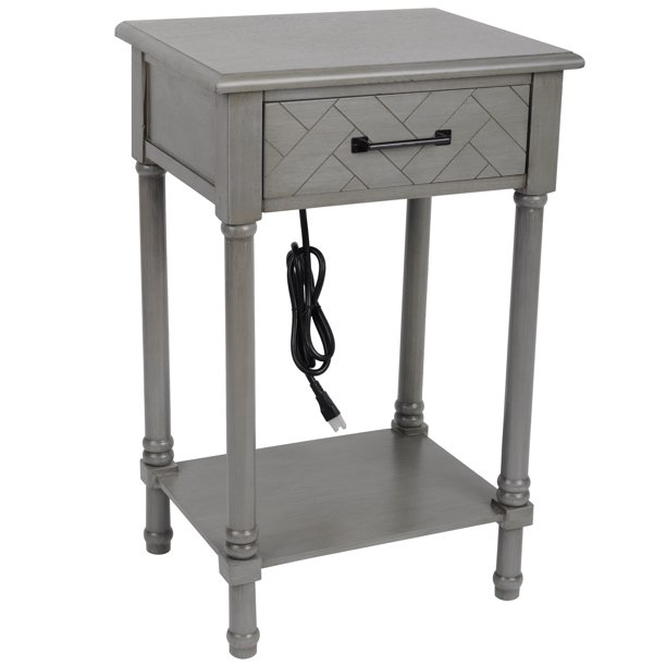 18X14X28 INCH 1DRAWER SIDE TABLE WITH USB & PLUG