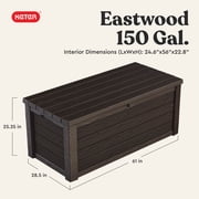 Keter Eastwood 150 Gallon Durable Resin Outdoor Deck Box Storage Organization, Brown