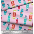 thumbnail image 3 of Soimoi Pink Heavy Satin Fabric Candies Food Print Fabric by the Yard 54 Inch Wide, 3 of 3