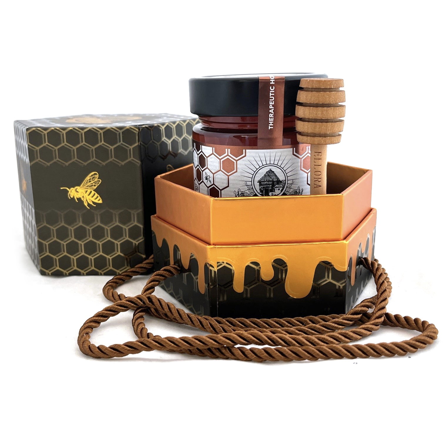 Ellora Farms Queens Nectar Gift of Honey, Raw & Unfiltered Superfood, Orange Blossom Honey, 450 Gram Glass Jar