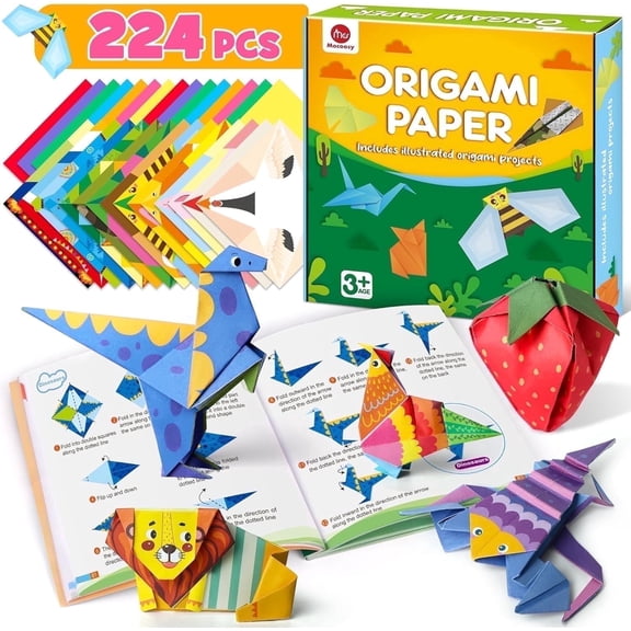Mocoosy 224 Sheets Origami Paper Kit for Kids Ages 8-12, Color Folding Craft Paper Set with Guiding Book for Beginners, Art Craft Supplies for Boys Girls 9-12, DIY Art and Craft Projects & Kids Craft