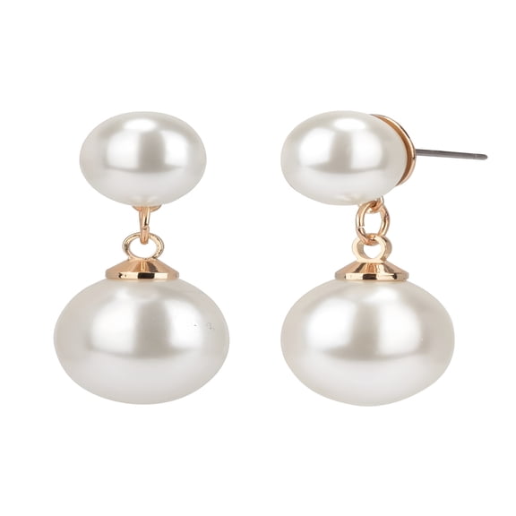 DESIGNICE Women's Gold Tone Faux Pearl Drop Metal Earring Pearl Drop Earrings for Women