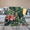 thumbnail image 2 of COMIO Tropical Palm Leaves All Season Bed Blanket Nature Theme Floral Flower Leaf Pattern Flannel Throw Blanket for Sofa Couch Botanical Leaf Green Fuzzy Blanket, 2 of 6