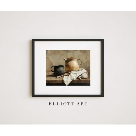 Vintage Kitchen Wall Decor Poster Rustic Farmhouse Print Poster Pottery Still Life Warm Tone Wall Art Poster Country Wall Art Poster E977, Unframed Poster Size 12x18 F03.1.18l662