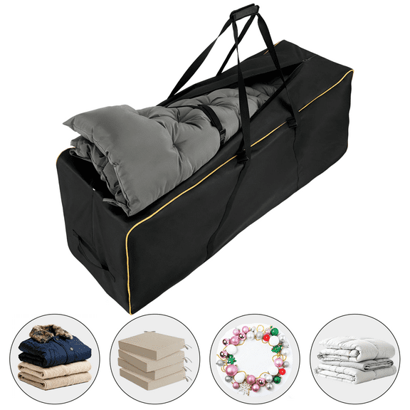 68 Inch Extra Large Outdoor Cushion Storage Bag 600D Oxford Fabric Waterproof Storage Bag for Patio Furniture Cushions and Pillows with Handles and Exterior Pocket