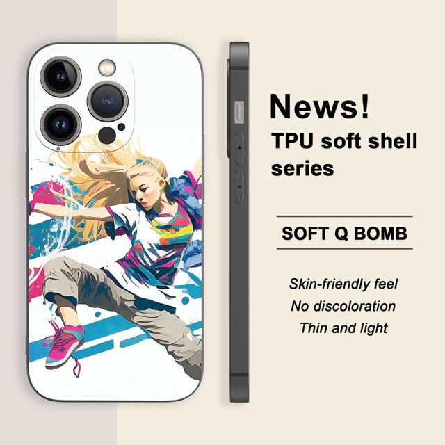 Proteja su iPhone con estilo con esta divertida funda plateada mate de doble capa con dibujos animados para teléfono