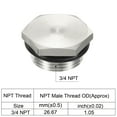 thumbnail image 3 of Uxcell 3/4 NPT Male Plug Stainless Steel Thread Hex Head Socket Pipe Fitting with Sealing Rubber Ring, 3 of 5