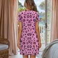 thumbnail image 3 of SEANATIVE Women’s Buttoned Nightgowns Soft Sleepshirt Short Sleeve Loungewear Mid Length Nightshirt House Coat Pajama with Round Neckline for Casual Wear at Home, M, Pink Leopard Print, 3 of 7